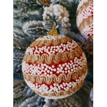 Новорічні кулі червоні у сніжку Ø80мм, ціна за набір 3 шт (SH261)